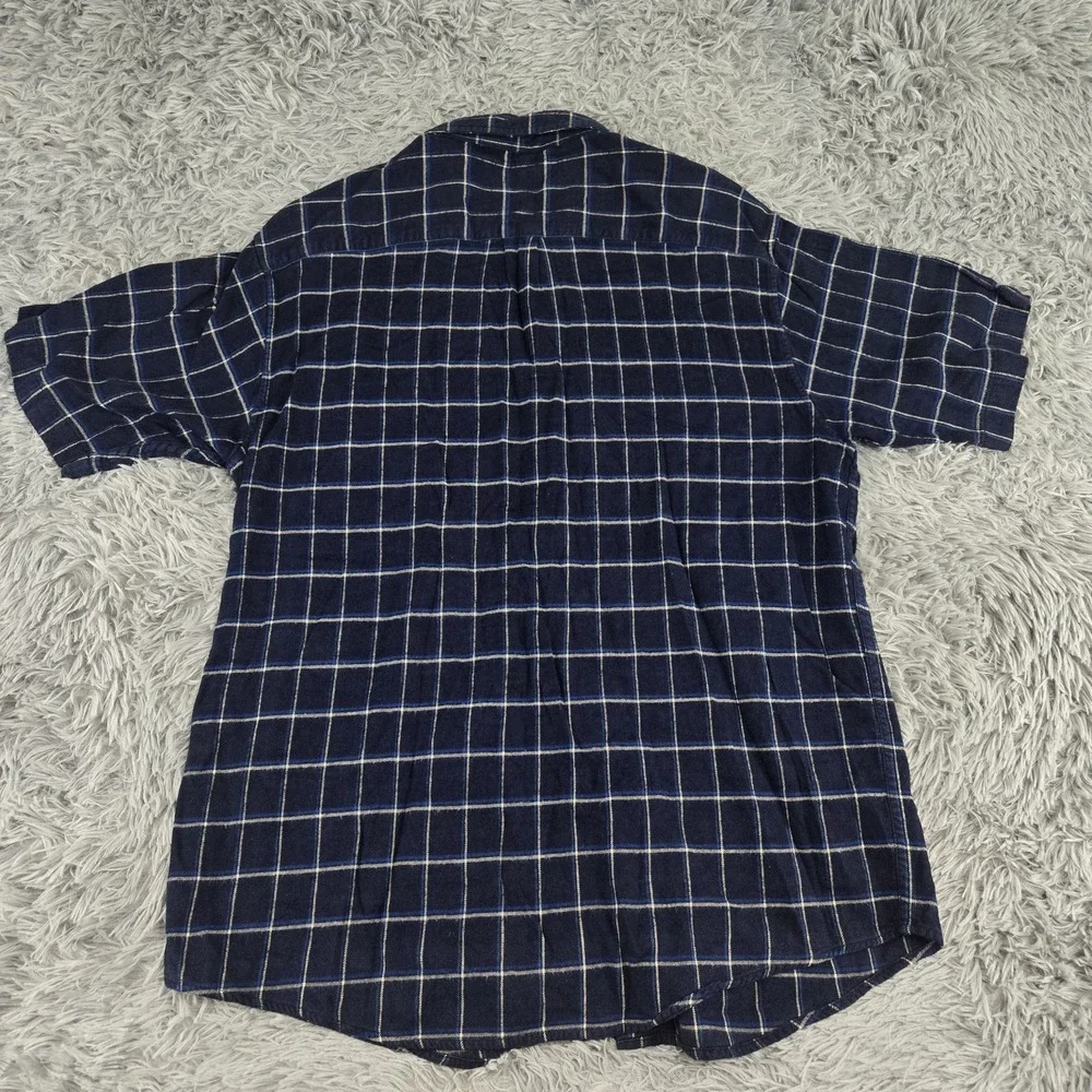 Polo Jeans Ralph Lauren‎ Mens XL Blue Plaid Cotton Blend S/S Button Front Shirt